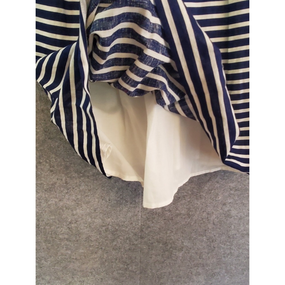 🌷J. Crew Blue White Nautical Linen Cotton Summer Flare Dress Womens Size 00 - Picture 6 of 13